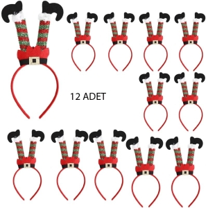 Peluş Ters Elf Ayakları Şekilli Yılbaşı Tacı 12 Adet 28x12 cm