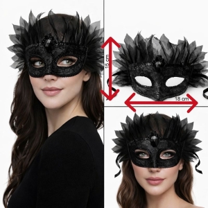 Siyah Dantelli Tüllü Wedding Arkadan Bağlamalı Balo Maskesi 1 Adet bride hallow